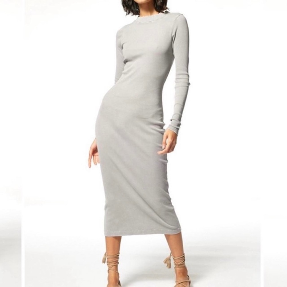 Young Fabulous and Broke long sleeve ribbed mock neck midi dress 🤍